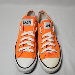 Low-Top Canvas Sneakers in Bright Orange
